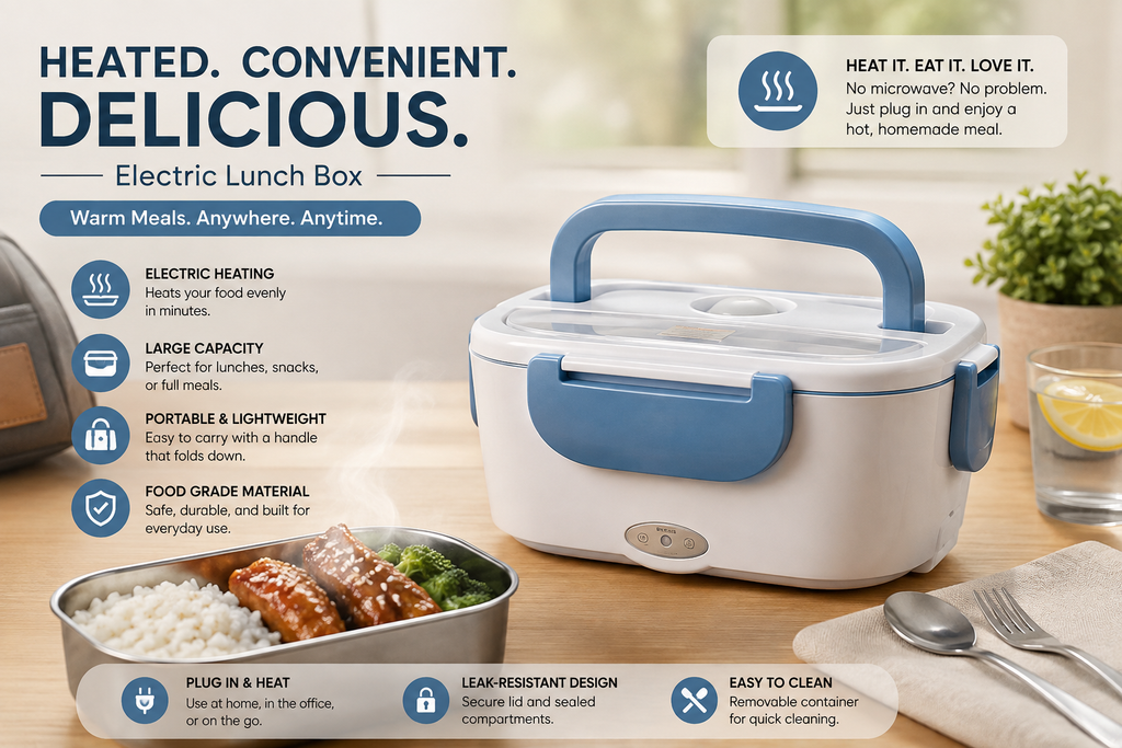 WarmCrate Electric Heated Lunch Box — Plug-In Food Warmer for Car, Office & On the Go